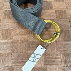 Black Leather Belt with Yellow Cord